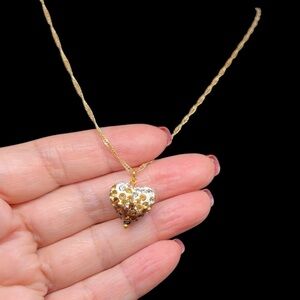 14 KGP paved heart pendant & necklace